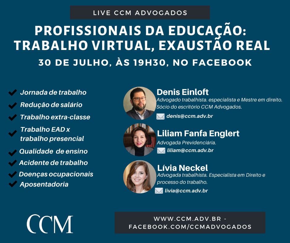 CCM fará live sobre “Profissionais da Educação: trabalho virtual, exaustão real”