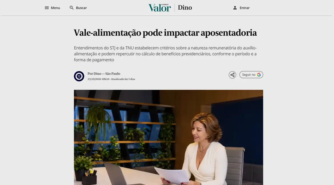 Vale-alimentação ou vale-refeição podem influenciar o cálculo da aposentadoria